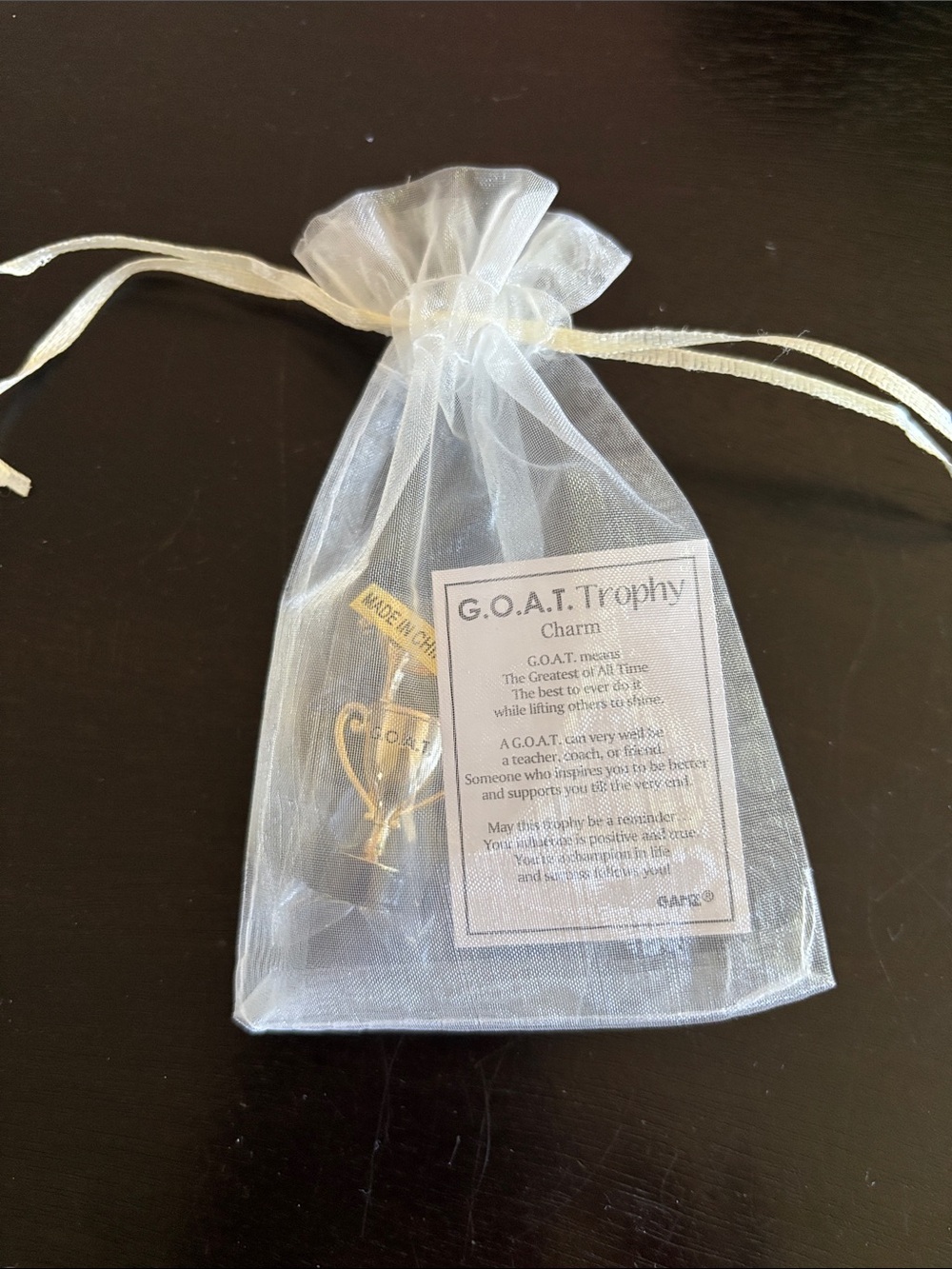 NWT GANZ Gold G.O.A.T. Trophy Charm with Card
